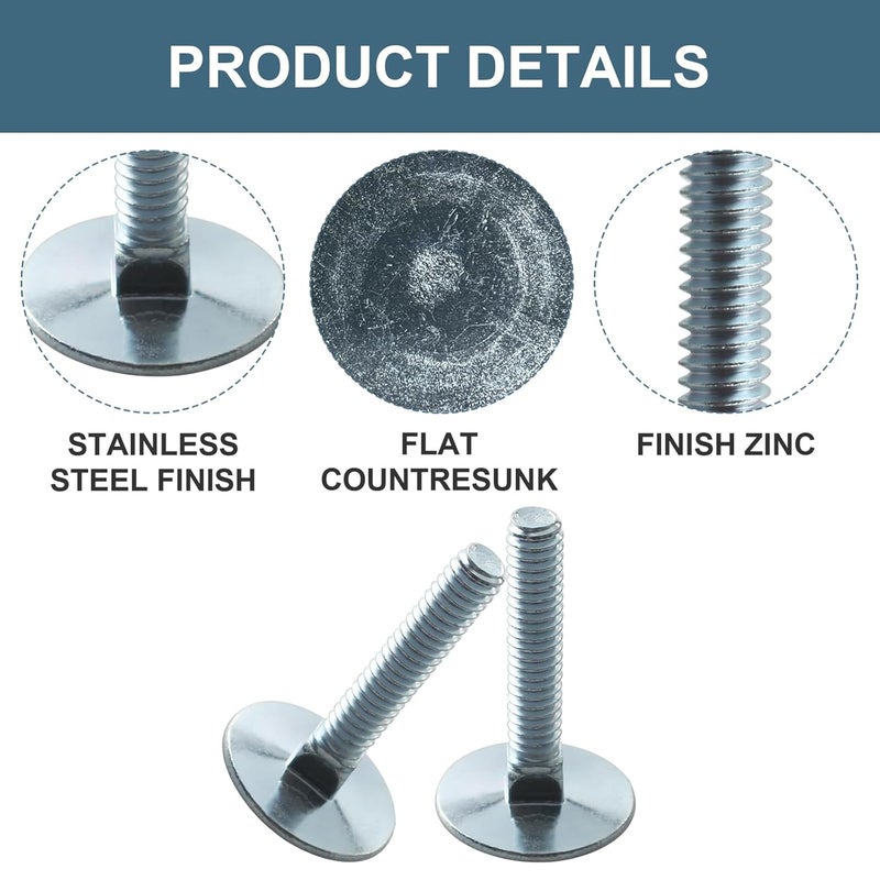 Screw Man 014973239633 Elevator Bolts for Several uses,Steel,Zinc,Flat Countersunk,1/4-20 x 1-1/2, Piece-20 - Image 3